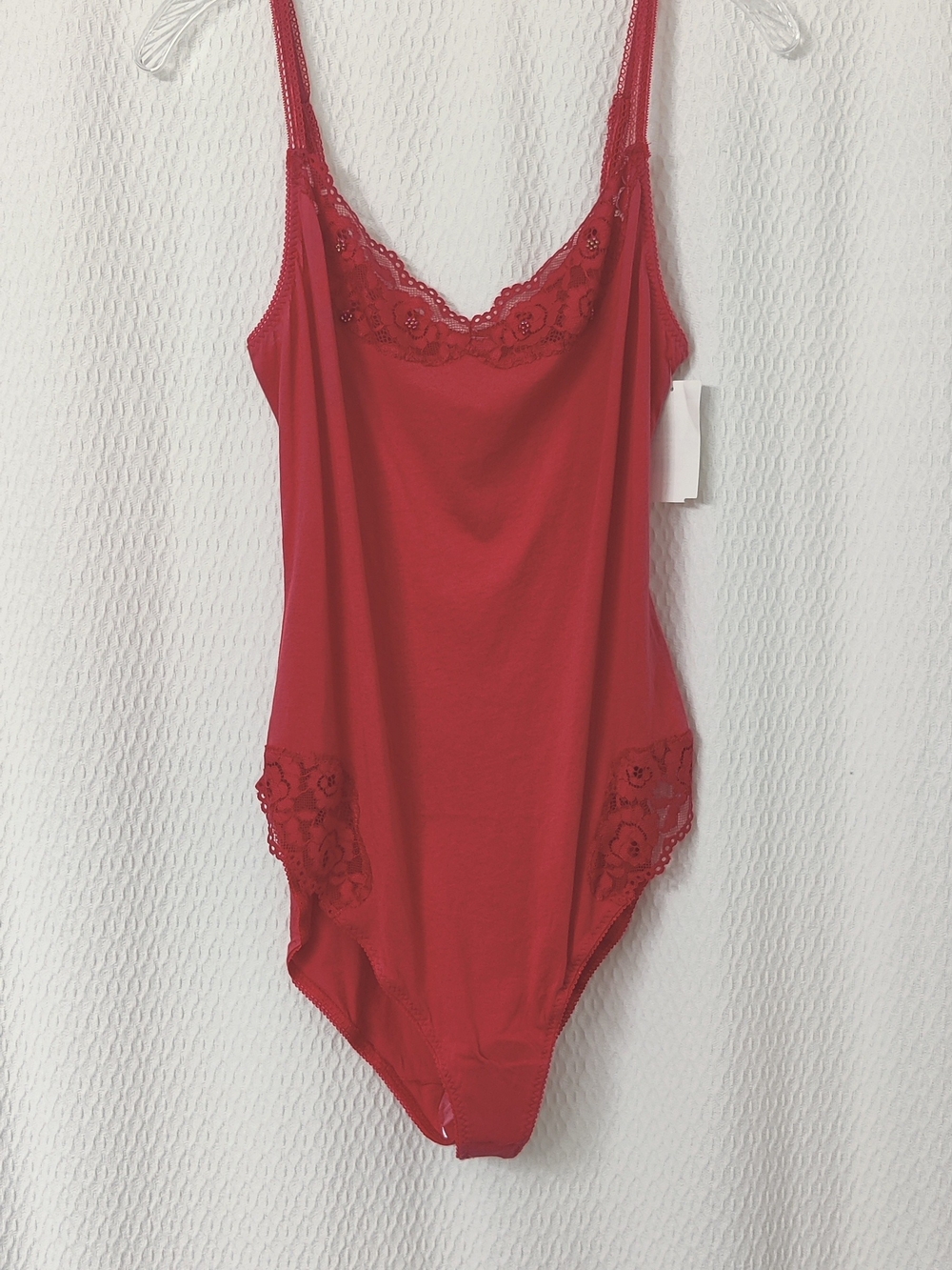 Intimately By Free People Red Lace & Cotton Bodysuit